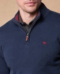MAGEE Sean Cotton 1/4 Zip Jumper - Dark Blue