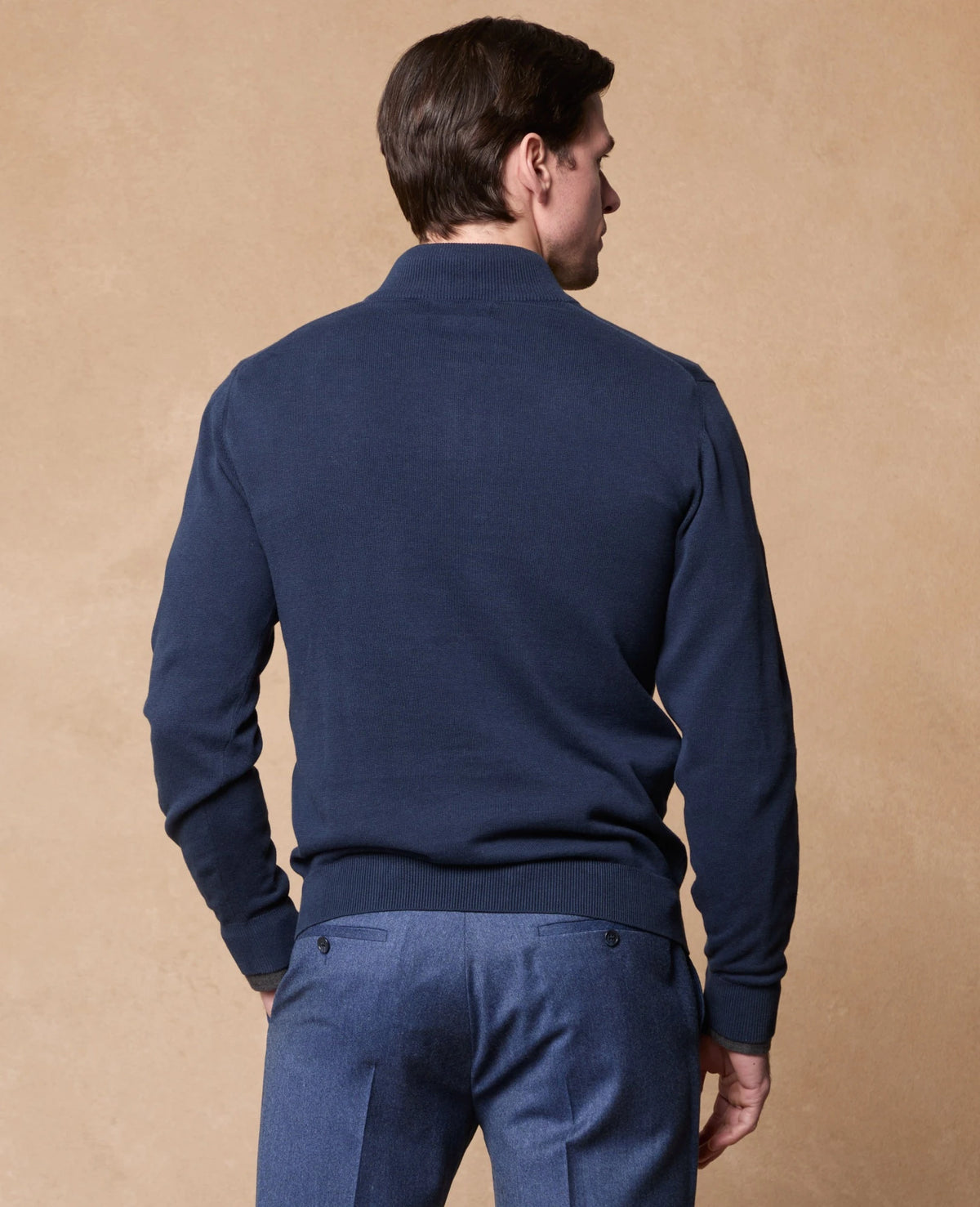 MAGEE Sean Cotton 1/4 Zip Jumper - Dark Blue
