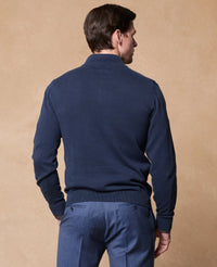 MAGEE Sean Cotton 1/4 Zip Jumper - Dark Blue