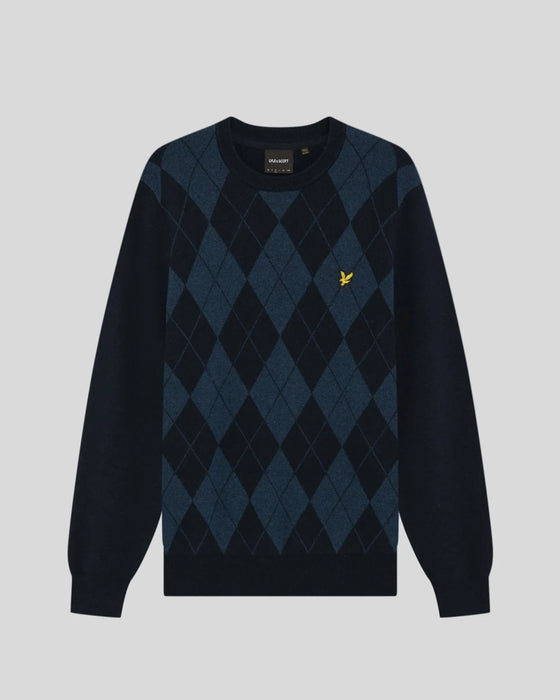 LYLE & SCOTT Men's Cotton Merino Argyle Jumper - Navy