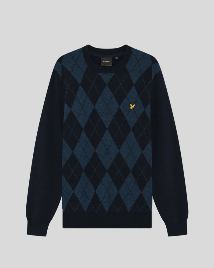 LYLE & SCOTT Men's Cotton Merino Argyle Jumper - Navy