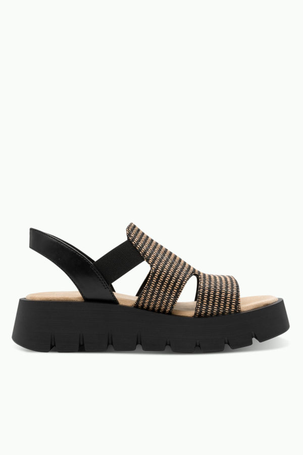 MARCO TOZZI Woven Strap Platform Sandal - Black