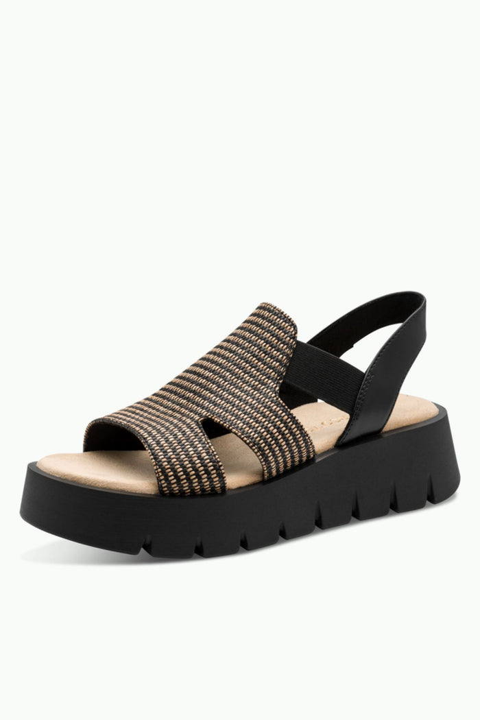 MARCO TOZZI Woven Strap Platform Sandal - Black