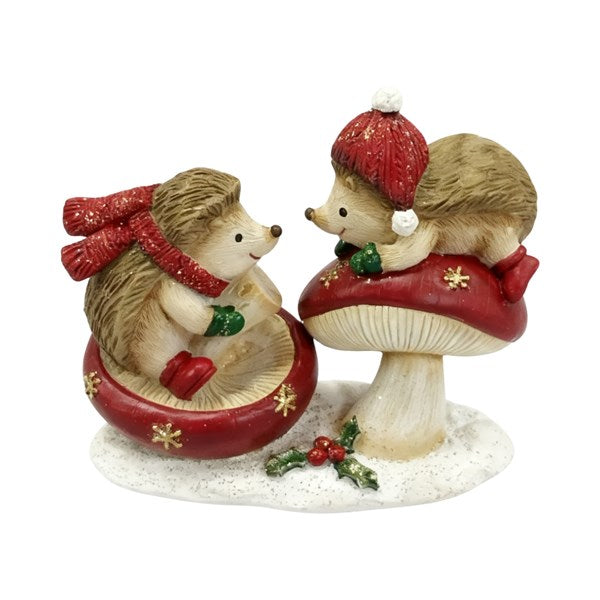 STRAITS Christmas Mushroom Hedgehogs Ornament 12x10cm