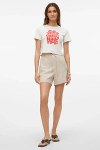 VERO MODA MyMilo Paperbag Wide Leg Shorts - Stone