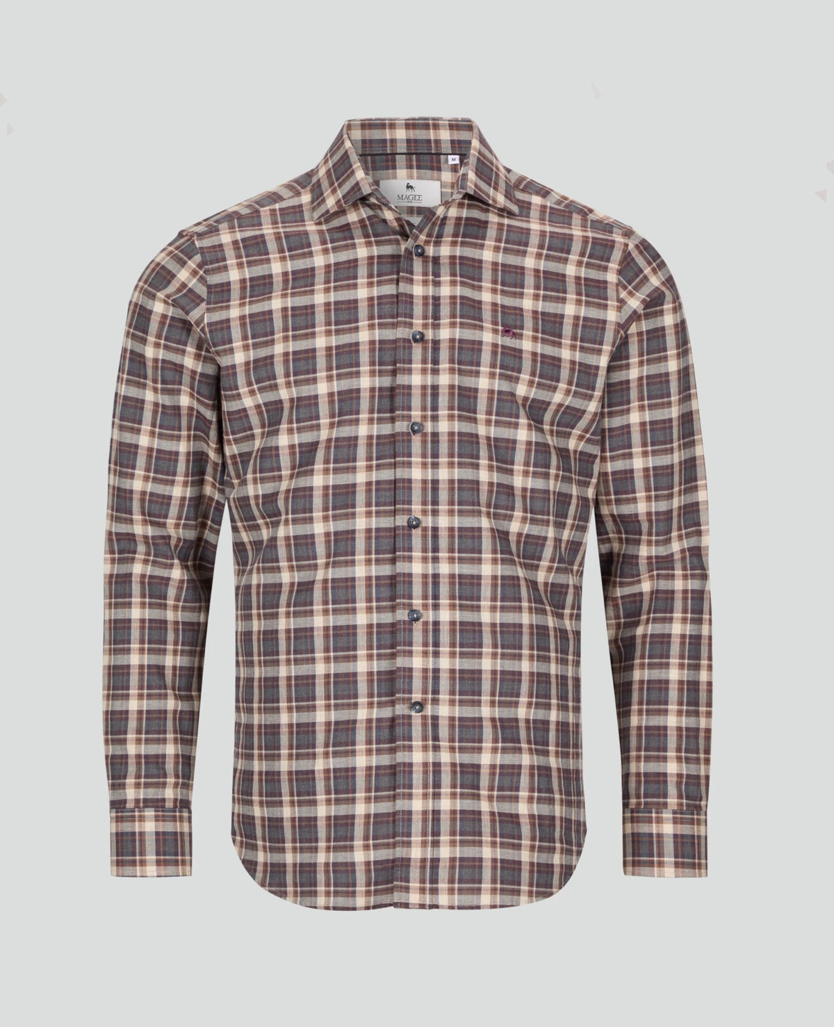 MAGEE Nephin Brushed Cotton Shirt - Burgundy Check