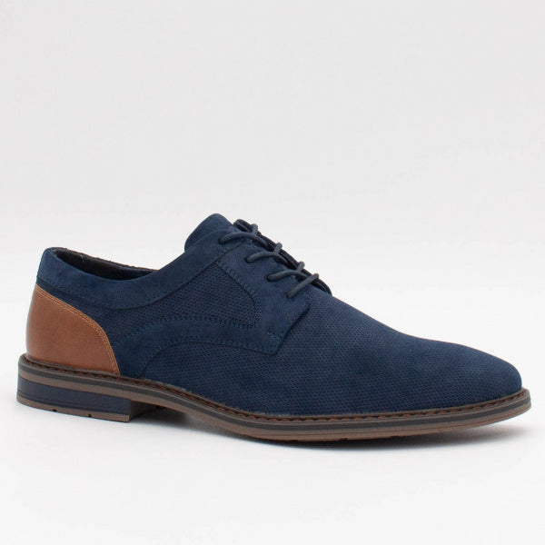 BRENT POPE Oamaru French Blue Textured Laced Shoe