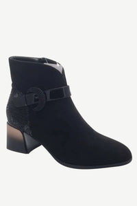 REDZ Suede Ankle Boot with Ombre Heel - Black