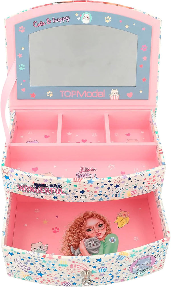 TOP MODEL Cutie Star Small Pink Jewellery Box with Mirror
