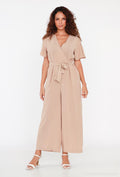 COPE CLOTHING : Butterfly Sleeve Jumpsuit - Beige