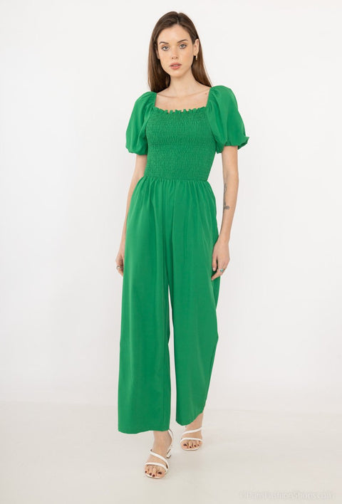 COPE CLOTHING : Bardot Top Jumpsuit - Green