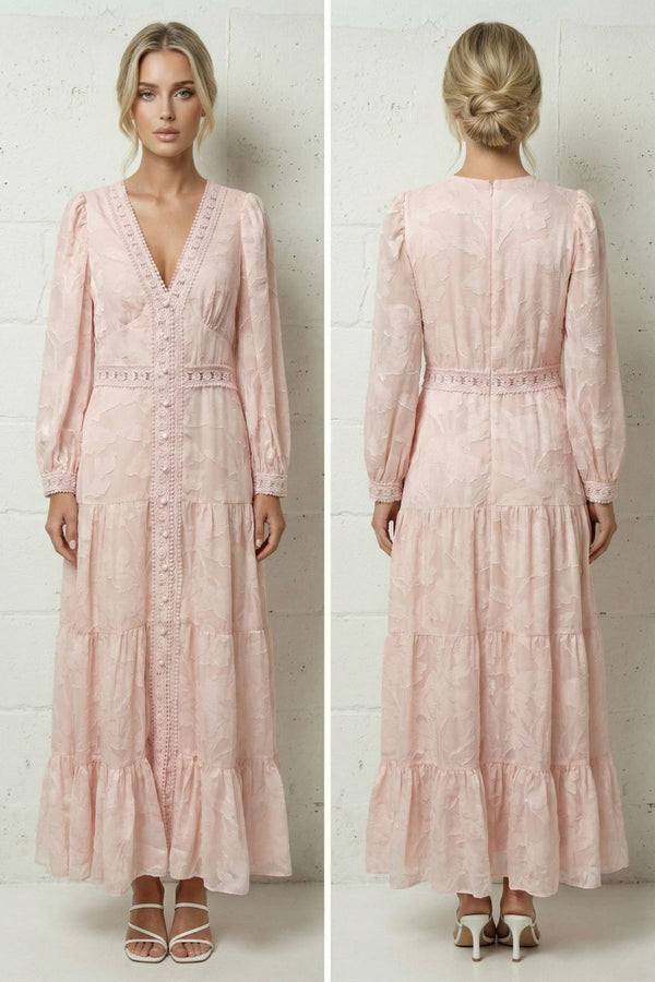 COPE CLOTHING Emma Intricate Crochet Dress - Pink