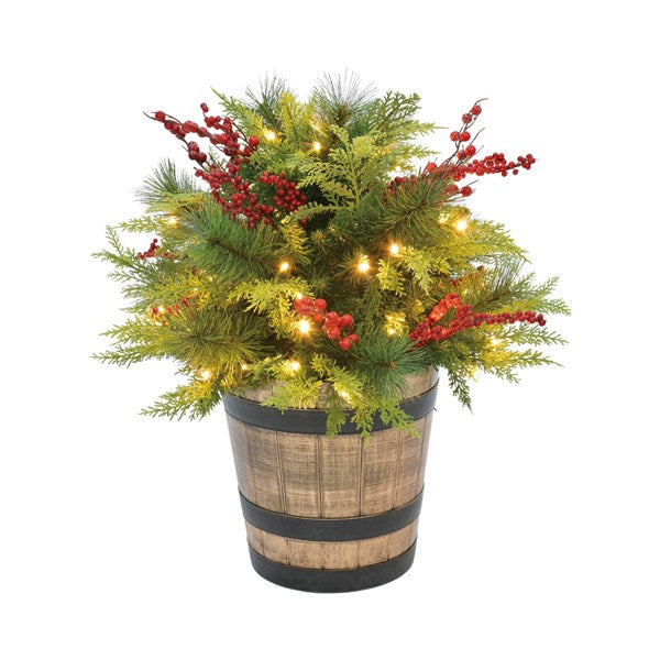 STRAITS Pre-Lit Festive Foliage Planter - 60cm