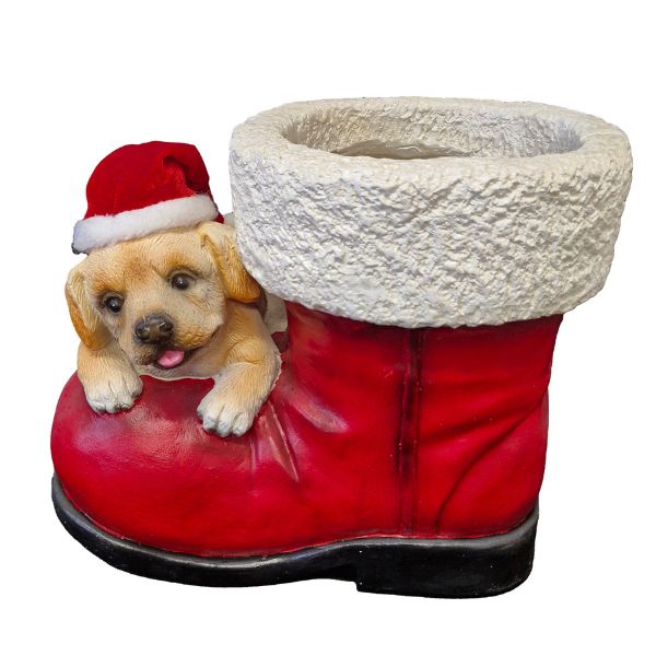 WGP Christmas Puppy on a Boot Planter 38x30cm
