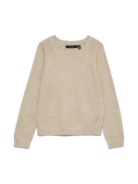 VERO MODA Doffy Shine Round Neck Knitted Pullover - Gold