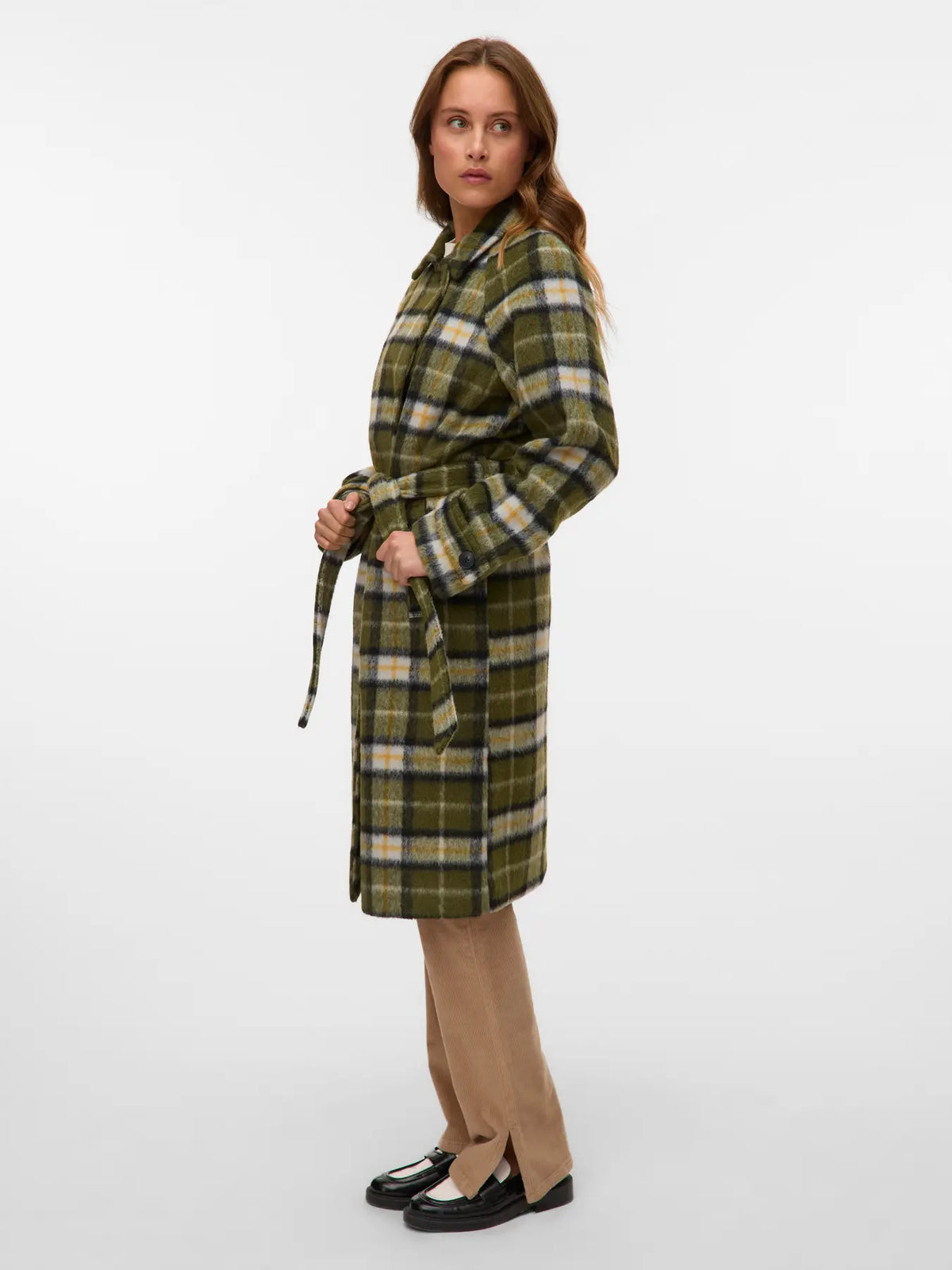 VERO MODA Pucci Long Coat - Green Check