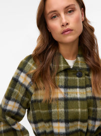VERO MODA Pucci Long Coat - Green Check