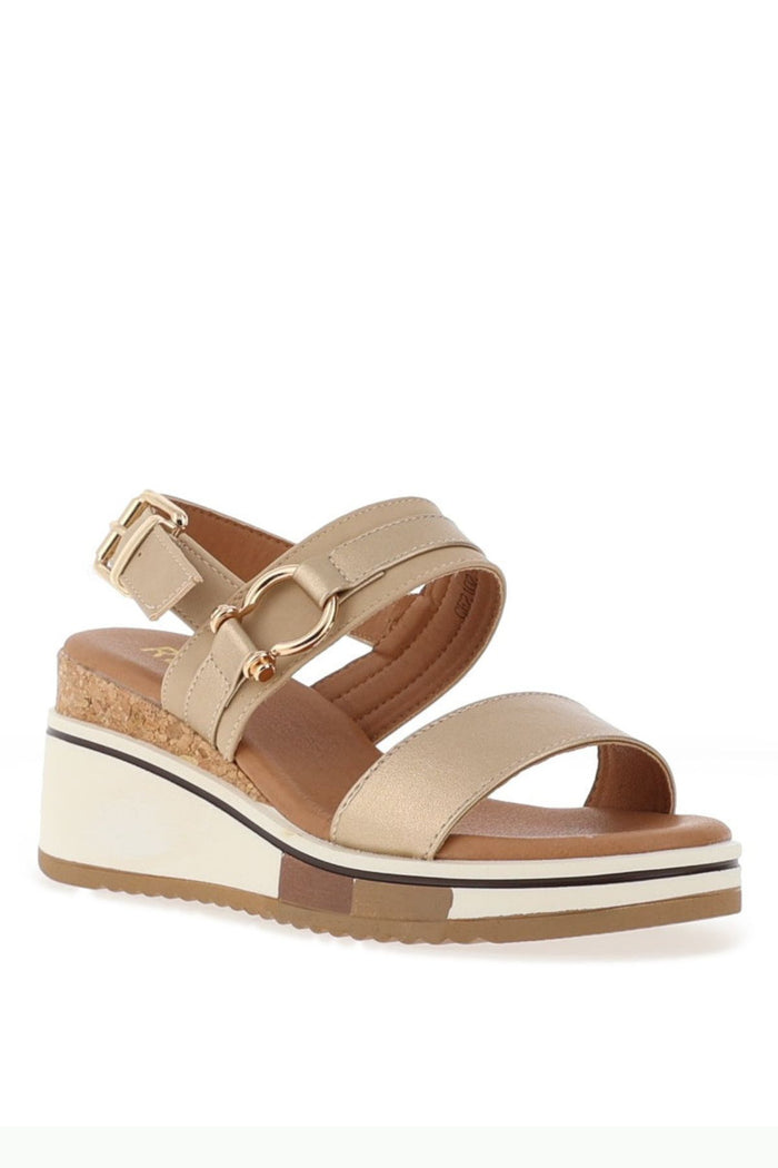 REDZ Double Strap Wedge Sandal - Gold