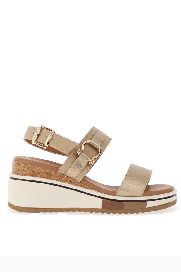 REDZ Double Strap Wedge Sandal - Gold