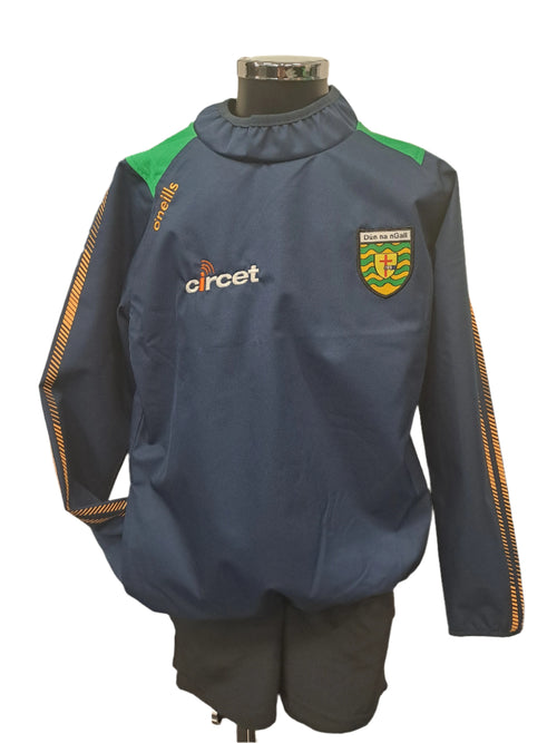 Navy blue sports jacket with a logo and 'cricket' text on a white background