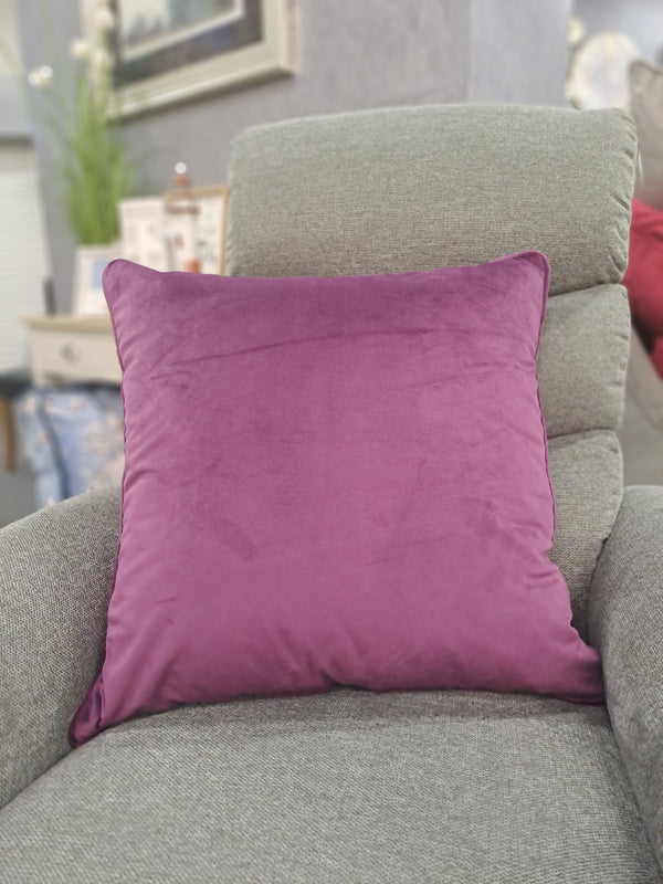 FULLSHIRE Velvet Piped Cushion - Plum 55x55cm