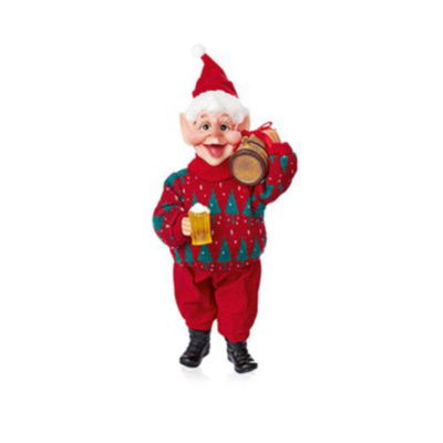 Christmas 29cm Drinking Elf with Beer Keg