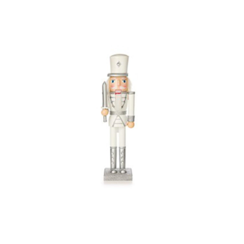 Silver and White Standing Nutcracker Decoration 38cm