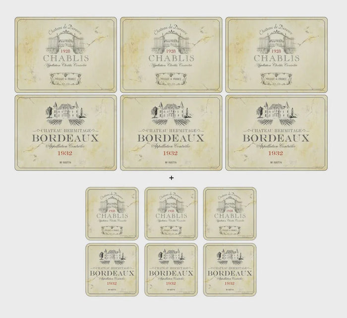 PIMPERNEL Vin de France 12Pc Placemat & Coaster Set