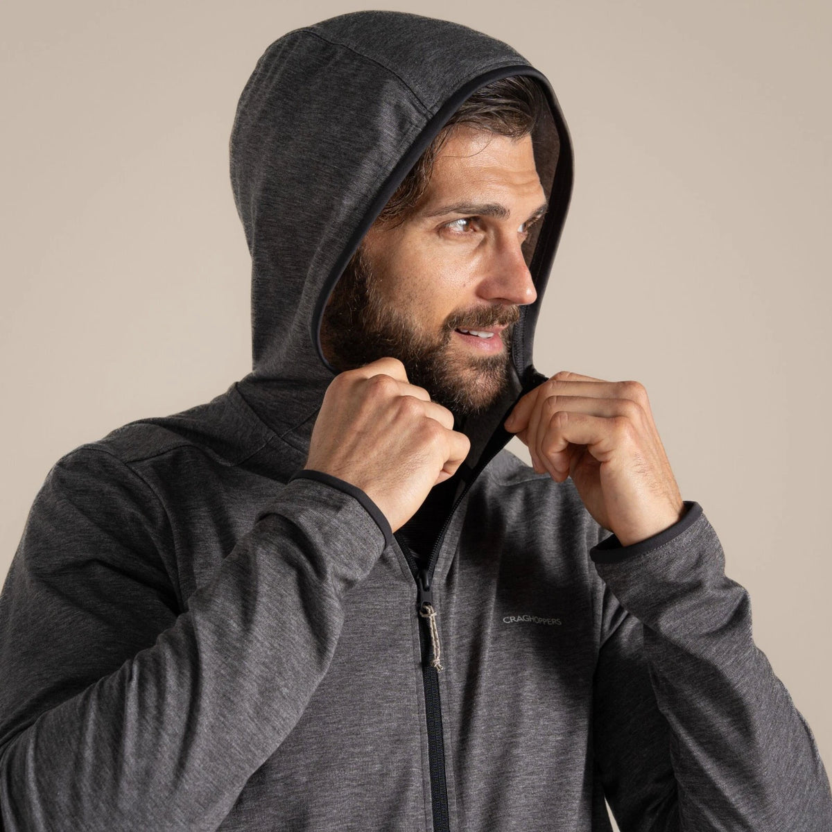 CRAGHOPPERS Men's NosiLife Deft Full Zip Hooded Top - Black