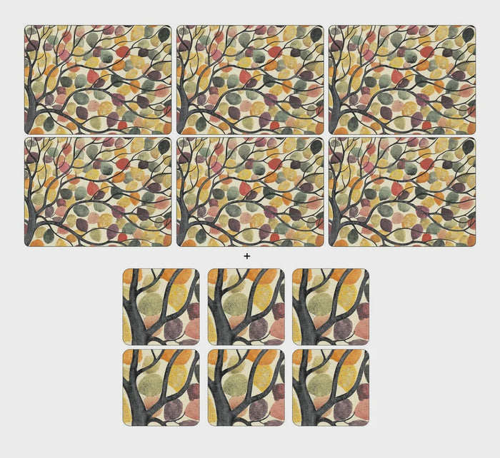 PIMPERNEL Dancing Branches 12Pc Placemat & Coaster Set