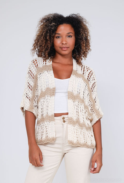COPE CLOTHING : Lurex Knitted Open Cardi