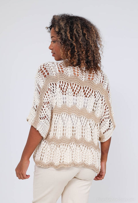 COPE CLOTHING : Lurex Knitted Open Cardi