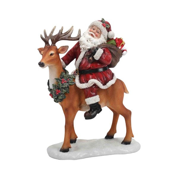STRAITS Santa Riding A Deer Figurine 22x29cm