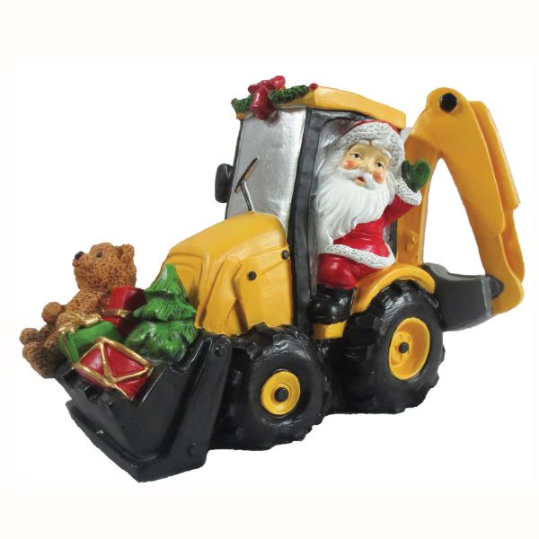 WGP Santa in Yellow Digger Christmas Ornament 32x22.5cm