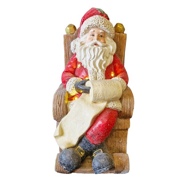 WGP Santa Sitting in a Chair Checking his List LED Figurine 48cm