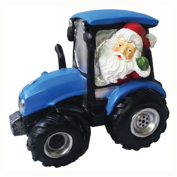 WGP Santa in Blue Tractor Christmas Ornament 25x23.5cm
