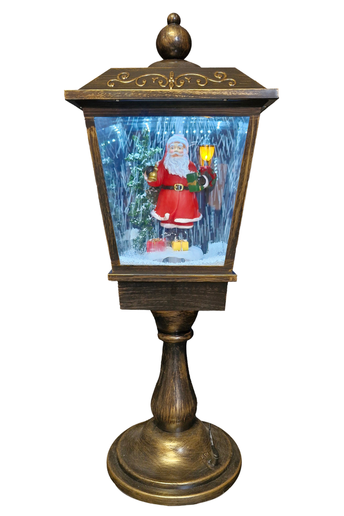 WGP Santa Lantern on Stand with Blowing Snow & Music 70cm
