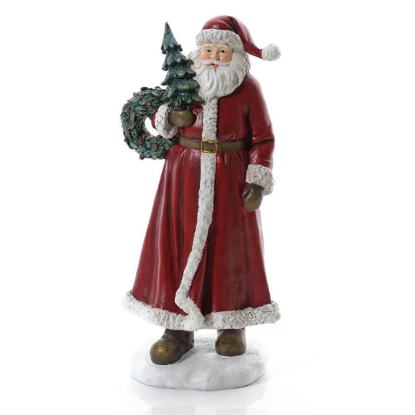 LANGS Christmas Large Santa Ornament with Tree and Wreath 36cm
