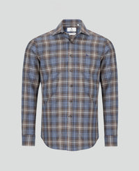 MAGEE Nephin Cotton Shirt - Blue & Brown Check