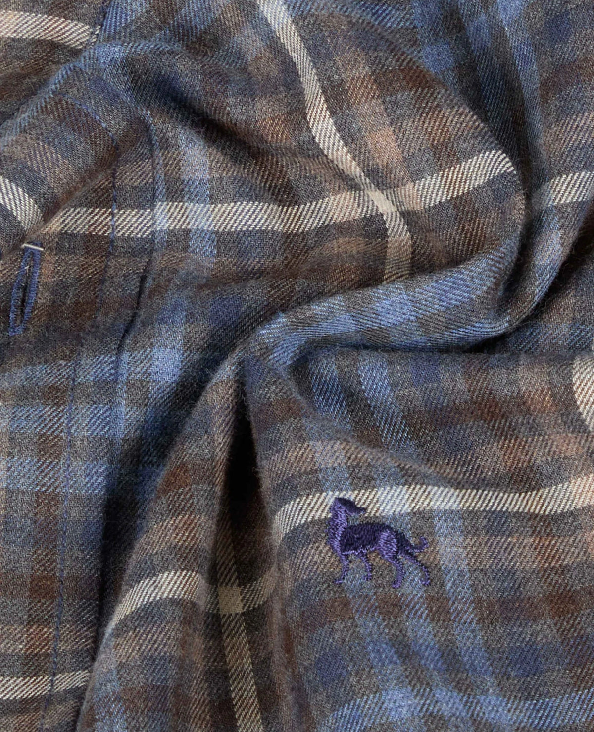 MAGEE Nephin Cotton Shirt - Blue & Brown Check