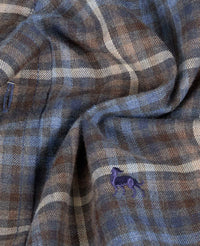 MAGEE Nephin Cotton Shirt - Blue & Brown Check