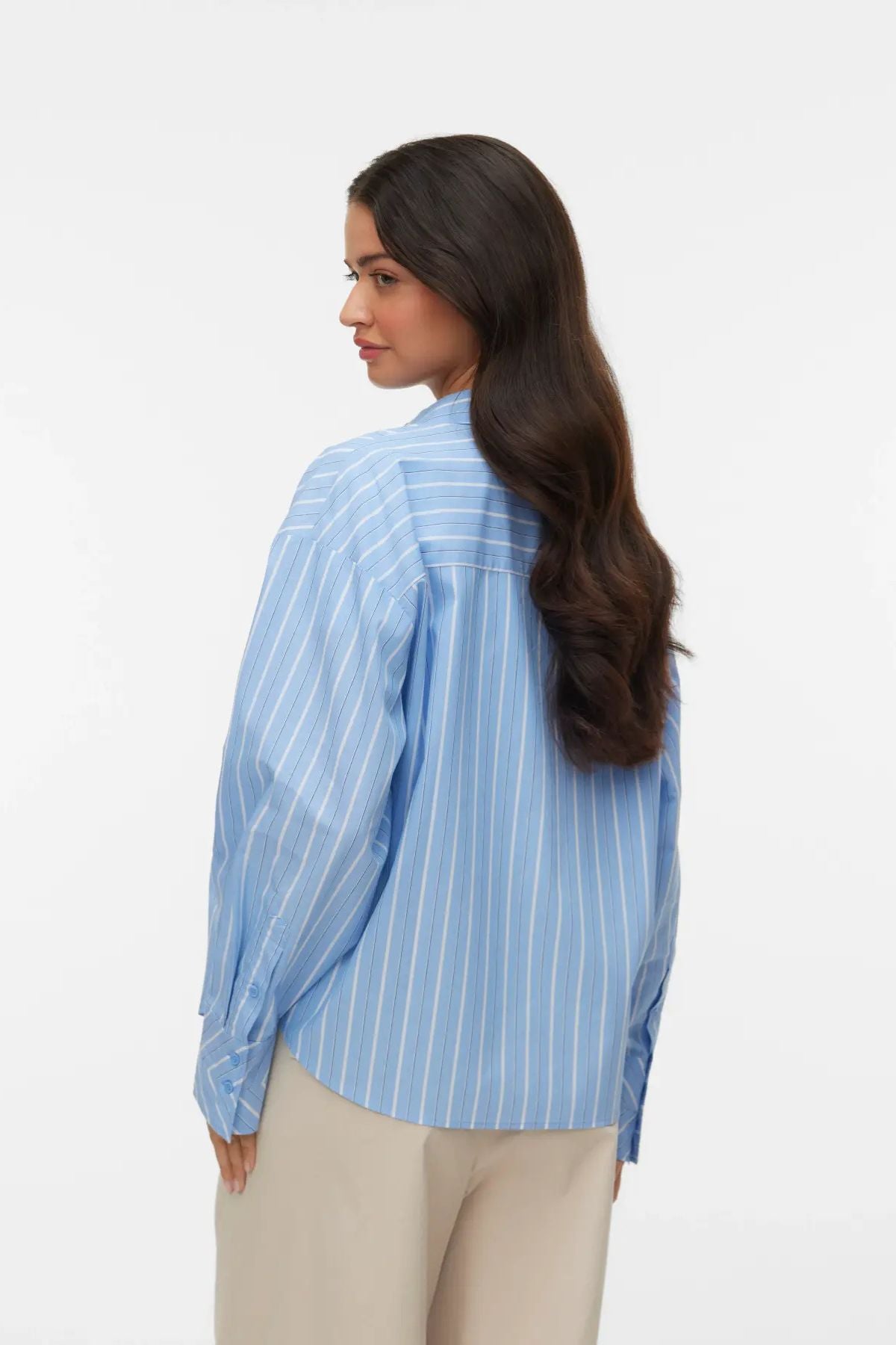 VERO MODA Monday Long Sleeve Striped Shirt - Blue