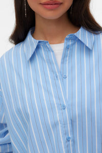 VERO MODA Monday Long Sleeve Striped Shirt - Blue