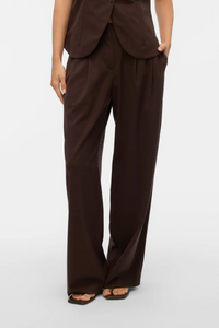 VERO MODA Siga Mid Waist Wide Leg Pants - Brown