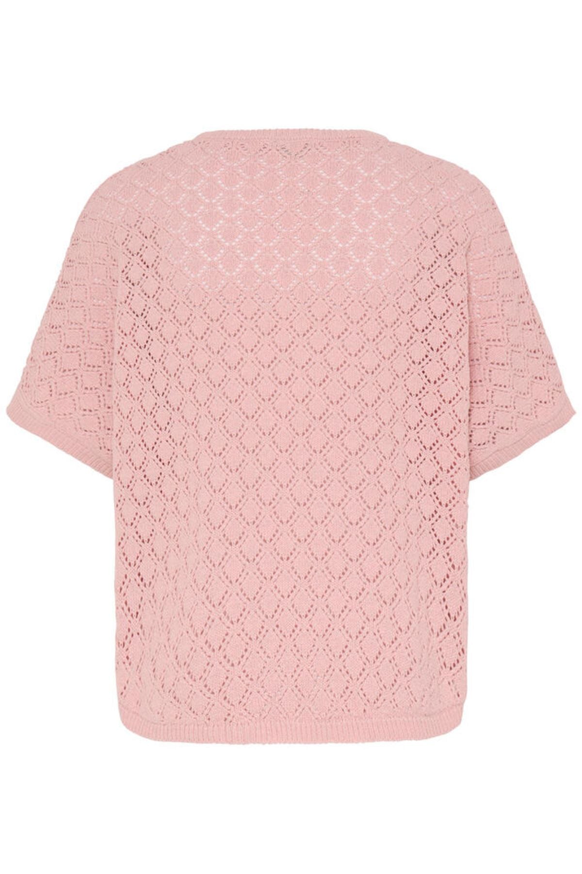 FRANSA Sinja Short Sleeve Knitted Top - Rose