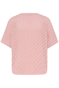 FRANSA Sinja Short Sleeve Knitted Top - Rose