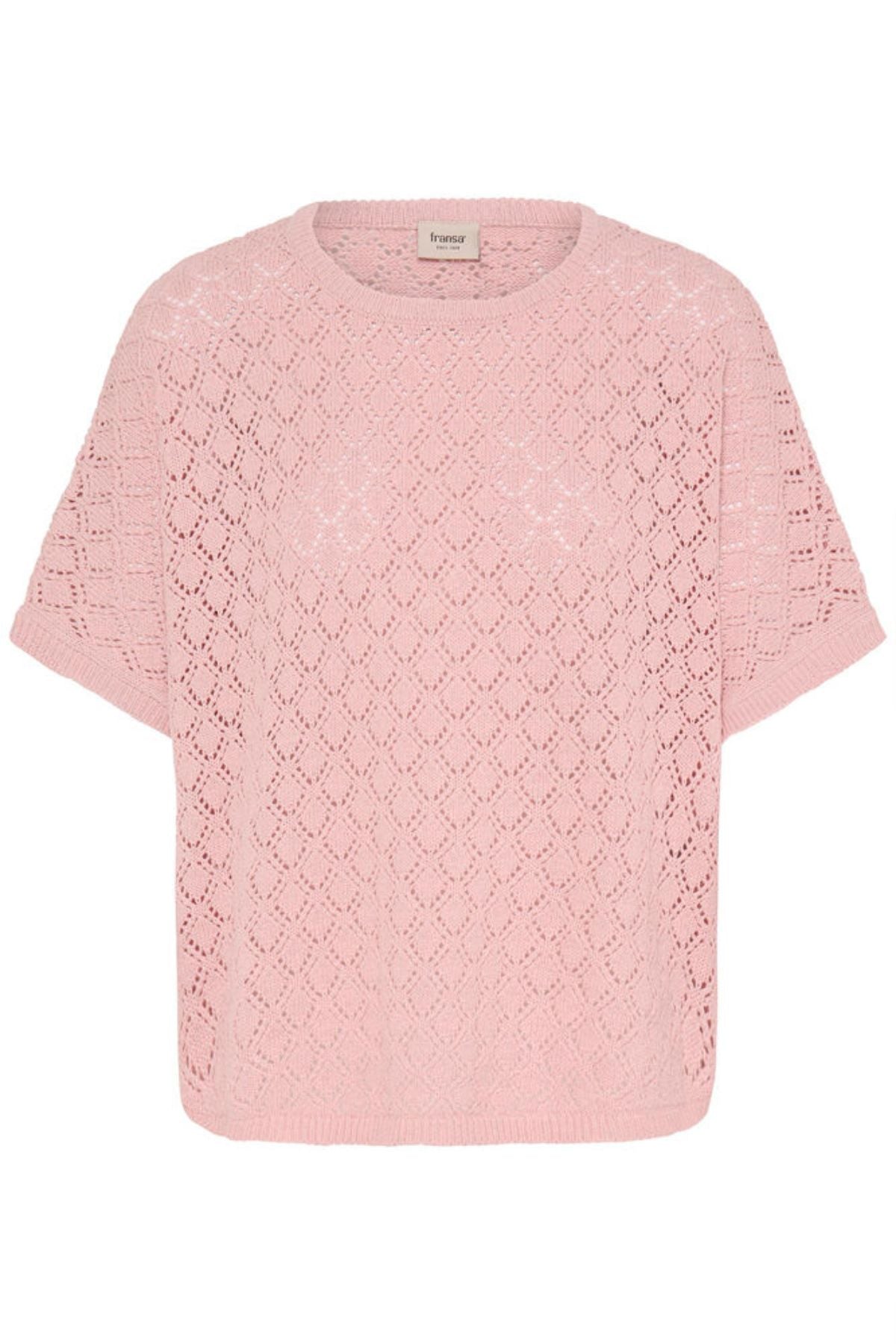 FRANSA Sinja Short Sleeve Knitted Top - Rose