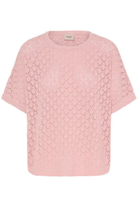 FRANSA Sinja Short Sleeve Knitted Top - Rose