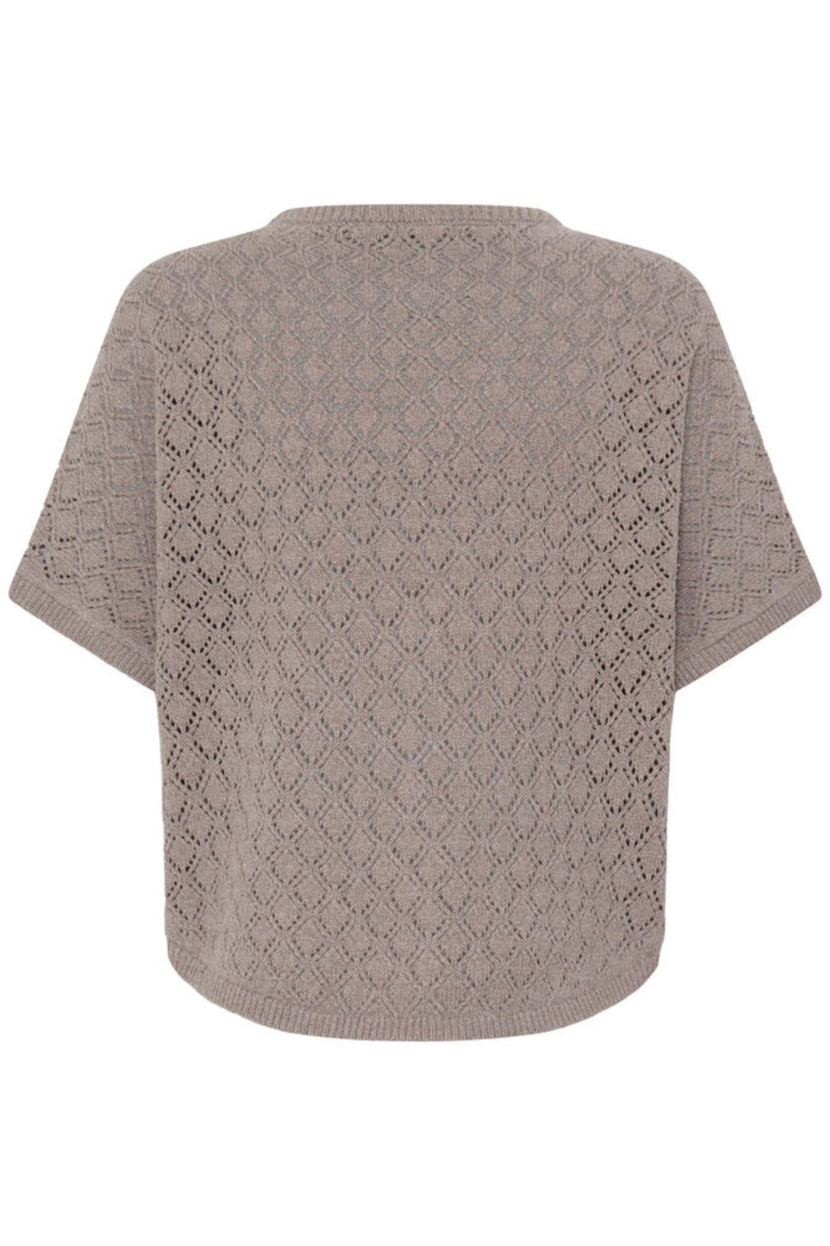 FRANSA Sinja Short Sleeve Knitted Top - Brown