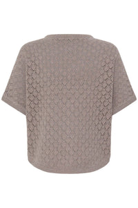 FRANSA Sinja Short Sleeve Knitted Top - Brown